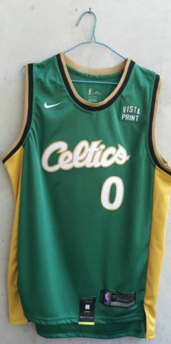 Maillot de Basket #0 Tatum Celtics 22-23 Vert Brodé